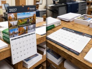Custom 2027 wall calendar and corporate desk pad calendar printed in Jamestown NY area